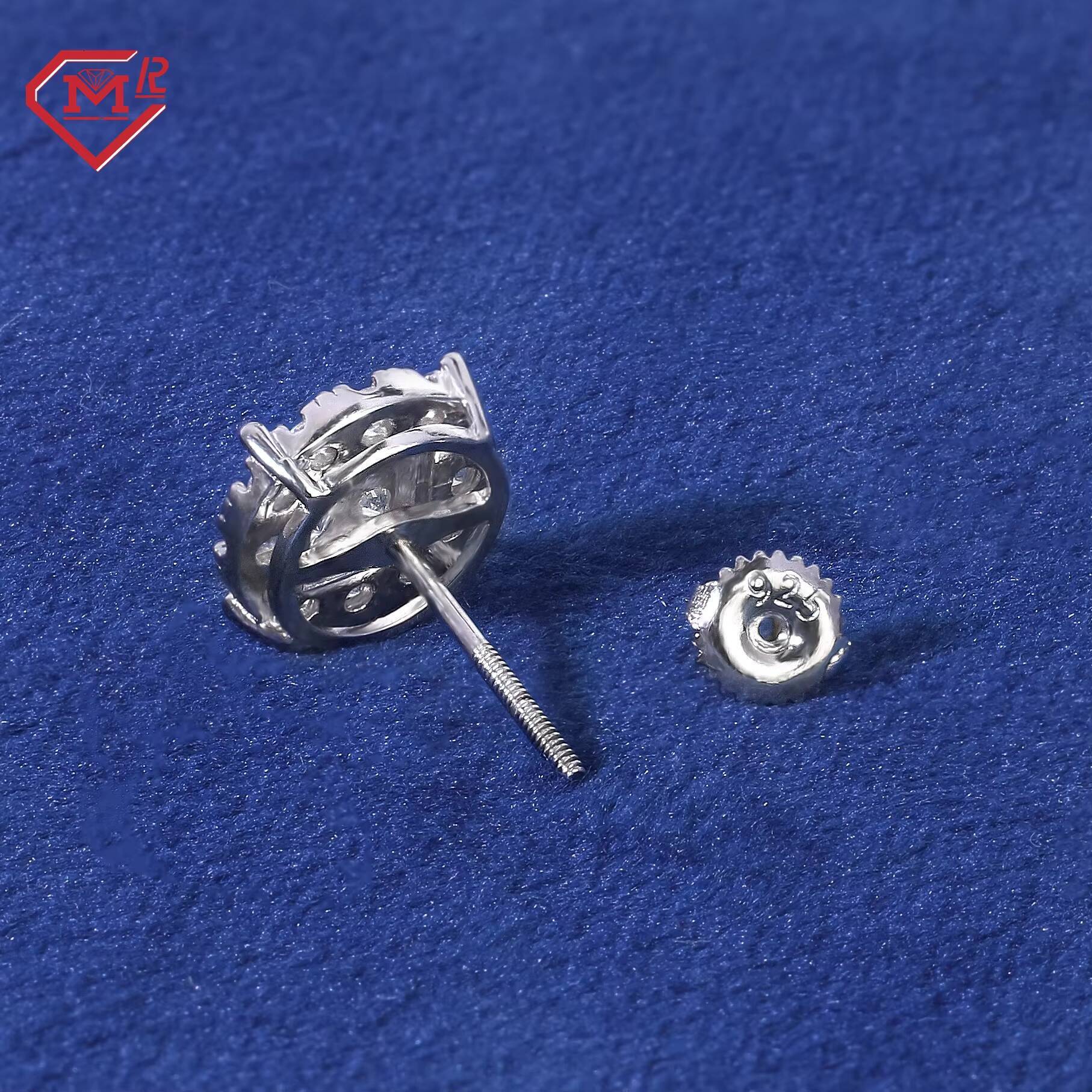 Igi Certificated Wedding Earrings Classic Cluster 925 Silver Vvs1 Lab Grown Diamond Earrings