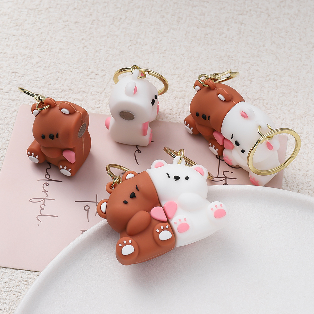 Free shipping Cute Puppy kitten couple backpack pendant trendy and exquisite cartoon key chain bag charm