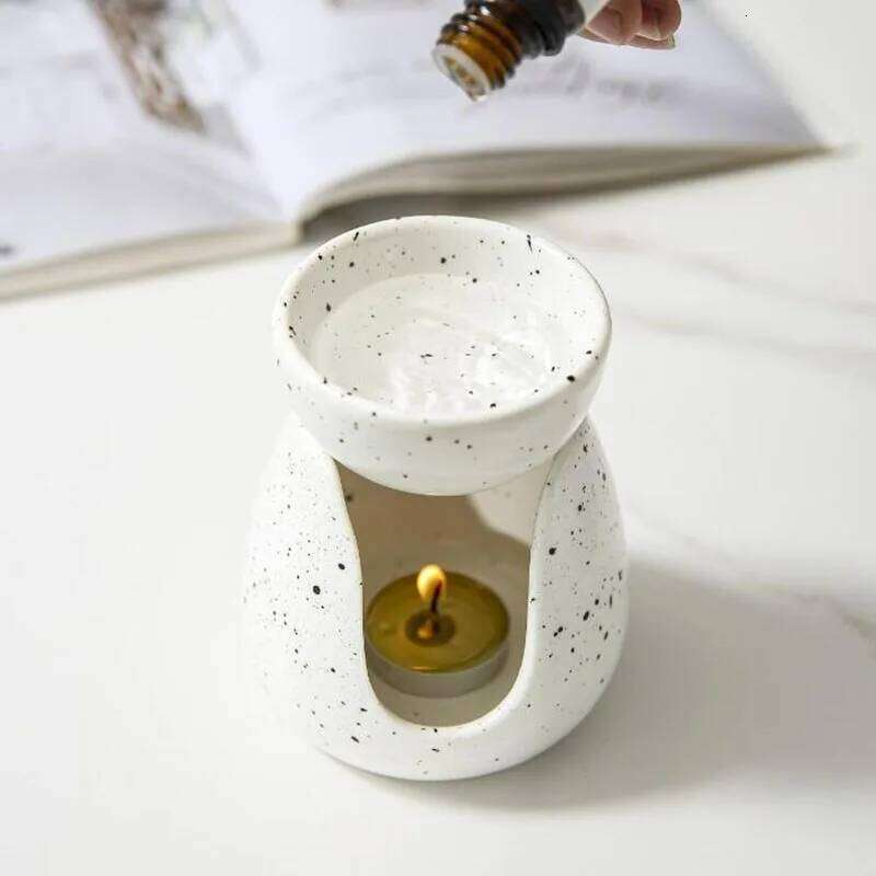 Nordic Style White Porcelain Essential Oil Furnance Aroma Burner Candle Holder Fragrance Lamp Home Decor Y260131