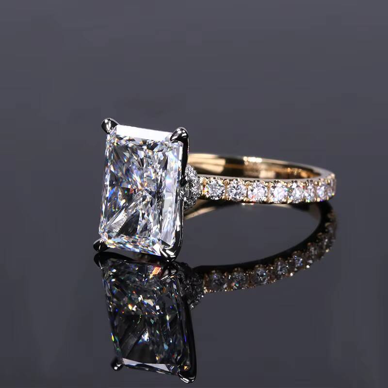 IGI Certified Wedding Engagement Ring 14K Solid Yellow Gold and Platinum D VVS 5 Carats Radiant Cut Lab Grown Diamond Ring