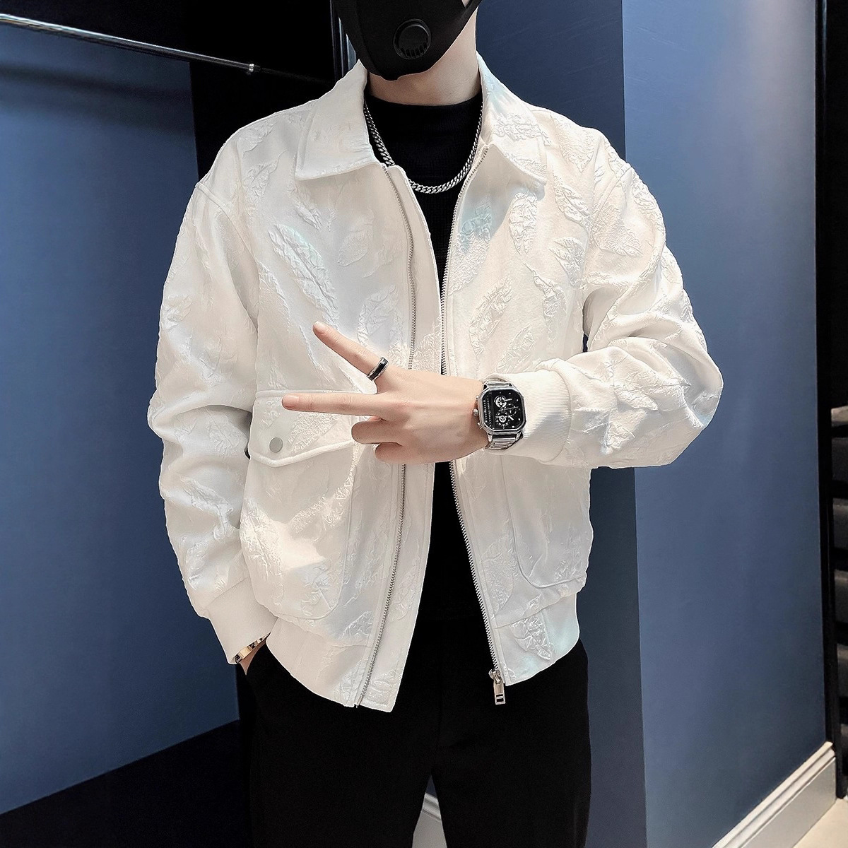 New Jacket men's slim jacquard jacket is versatile and comfortable