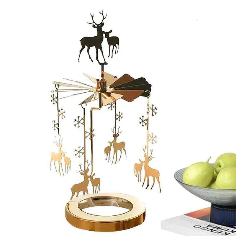 Spinning Candle Holder Thermal Rotating Candlestick Restaurant Wedding Christmas Valentine's Day Thanksgiving Table Decoration Y260131