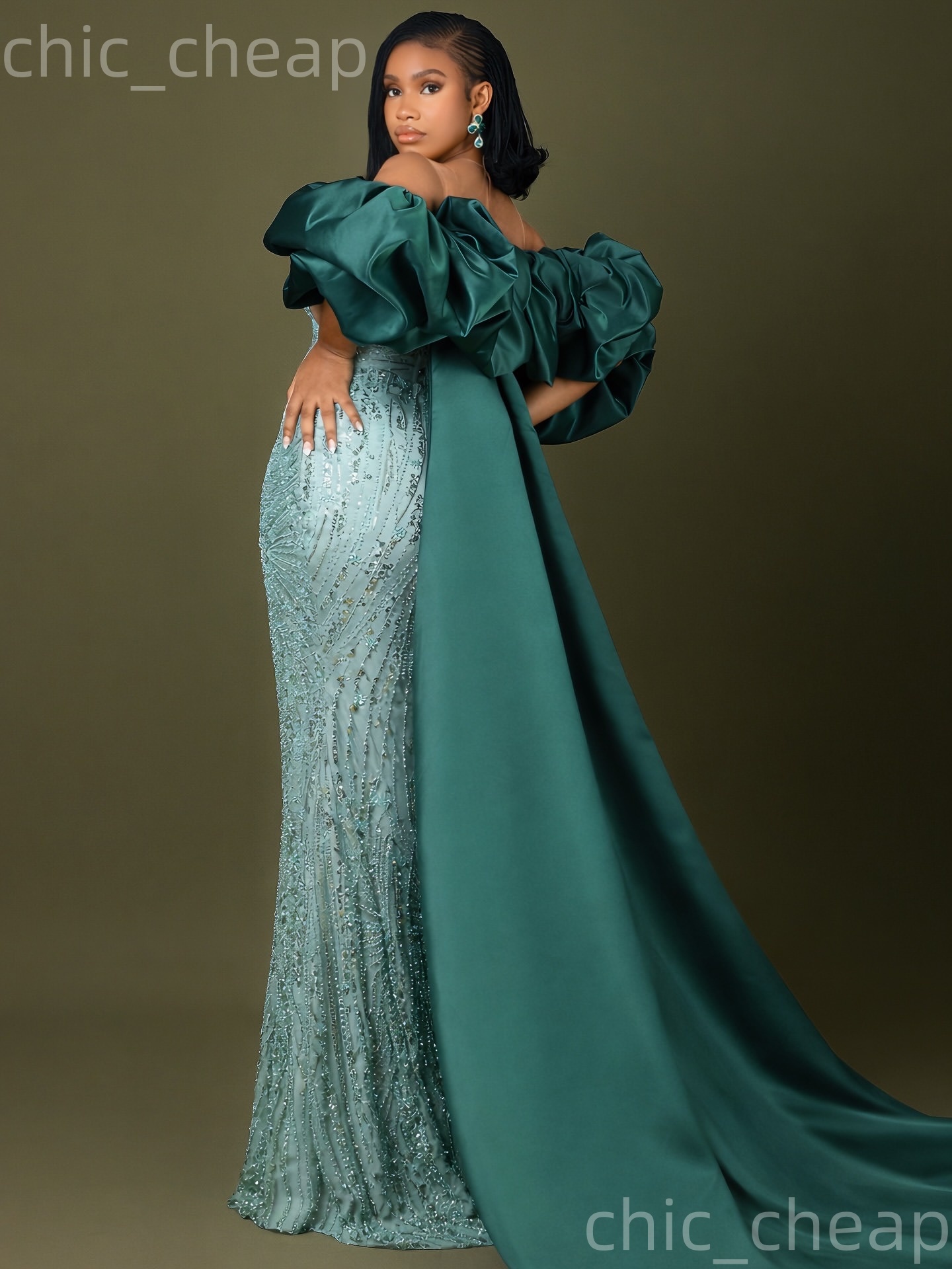 Aso Ebi Sage Mermaid Prom Dresses 2026 Beaded Crystals With A Wrap Sequined Evening Formal Party Second Birthday Engagement Gowns Dress For Special Oc