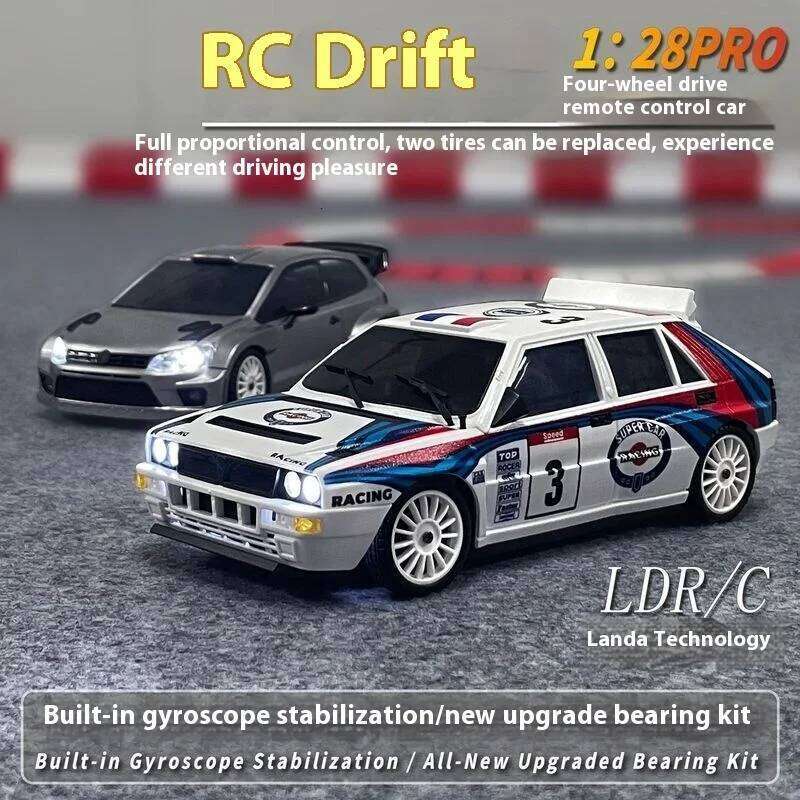 LDRC 1/28 4WD RC Drift Car with Gyro, Full Proportional 2.4Ghz Remote Control Car, Drifting Toy for Adults Kids Y260131