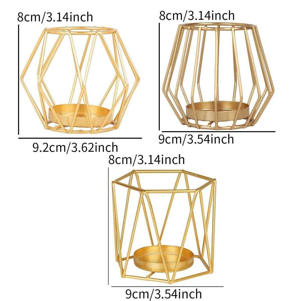 1 Nordic Gold Iron Creative Model Room Hollowed out Line Home Romantic Atmosphere Candlestick Decoration Y260131