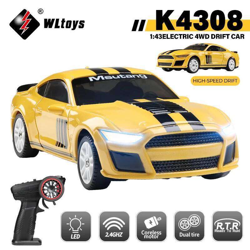 WLtoys K4308 1:43 2.4G RC Drift Racing With LED Lights 4WD Gyroscope High Speed RTR Remote Control Car Toy For Kid Gift Y260131