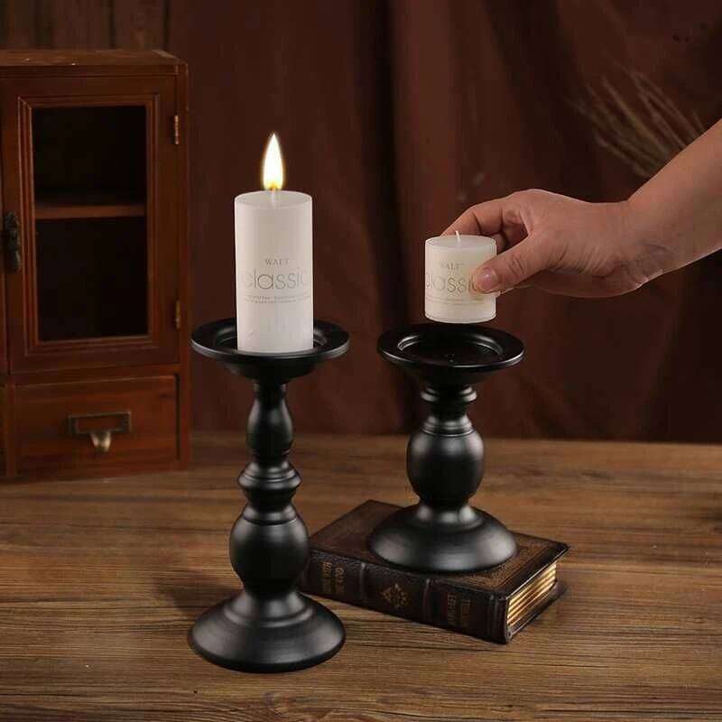 1pc 22cm Vintage Black Candle Holder, Perfect for Creating A Romantic Candlelit Dinner Atmosphere Y260131