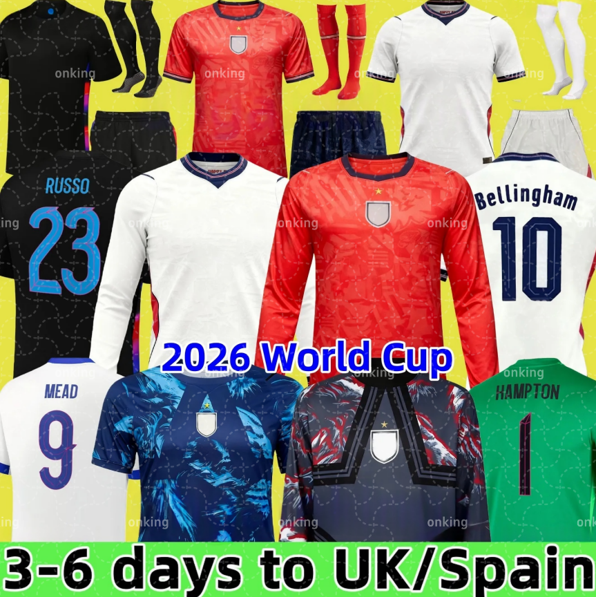 Fans player version 2026 ENGLAND World Cup 26 27 Kit BELLINGHAM KANE Soccer Jersey top SAKA PALMER RICE england Football Shirts FODEN Men kids sets uniforms