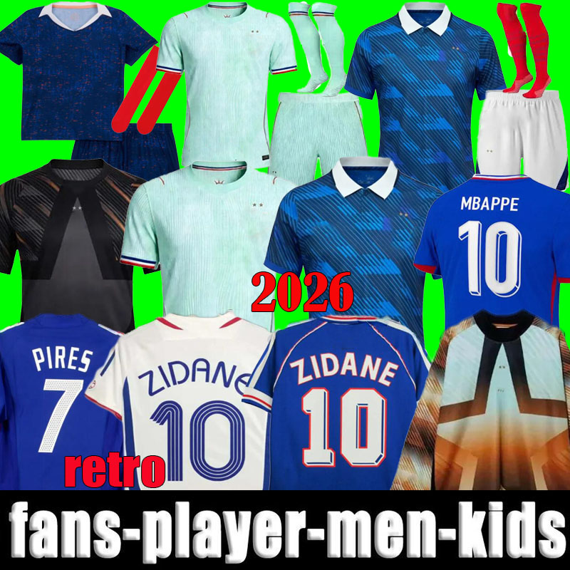 2026 french soccer jerseys MBAPPE THAUVIN BARCOLA OLISE EKITIKE francia 26 27 KANTE DEMBELE Maillots de football shirt Men kids kit enfants France 1998 Retro ZIDANE