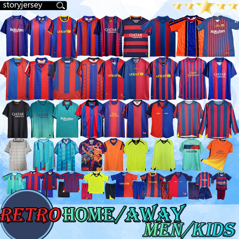 Retro Barcelona Soccer Jerseys Collection Vintage Football Shirt 1980 1982 1989 1992 1995 2001 2005 2010 2012 Man Kids