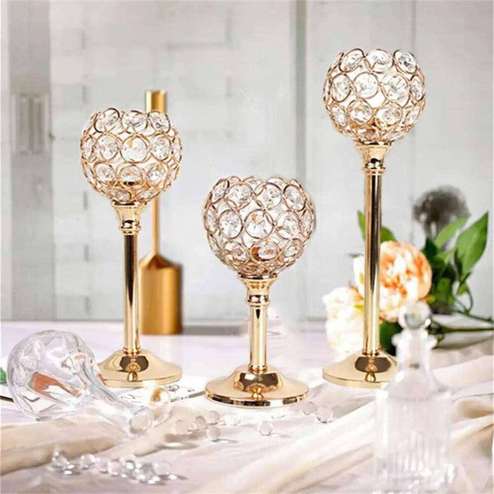 Elegant Metal Crystal Holder, Detachable Candlestick Holder for Party Wedding Restaurant Table Center Decoration Y260131
