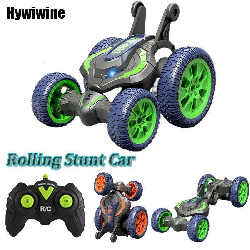 Foldable Stunt RC Car with LED Lights Remote Control Snake 3D Flip Roll 2.4G Double-Sided Driving Toys for Kids Boy's Gift Y260131