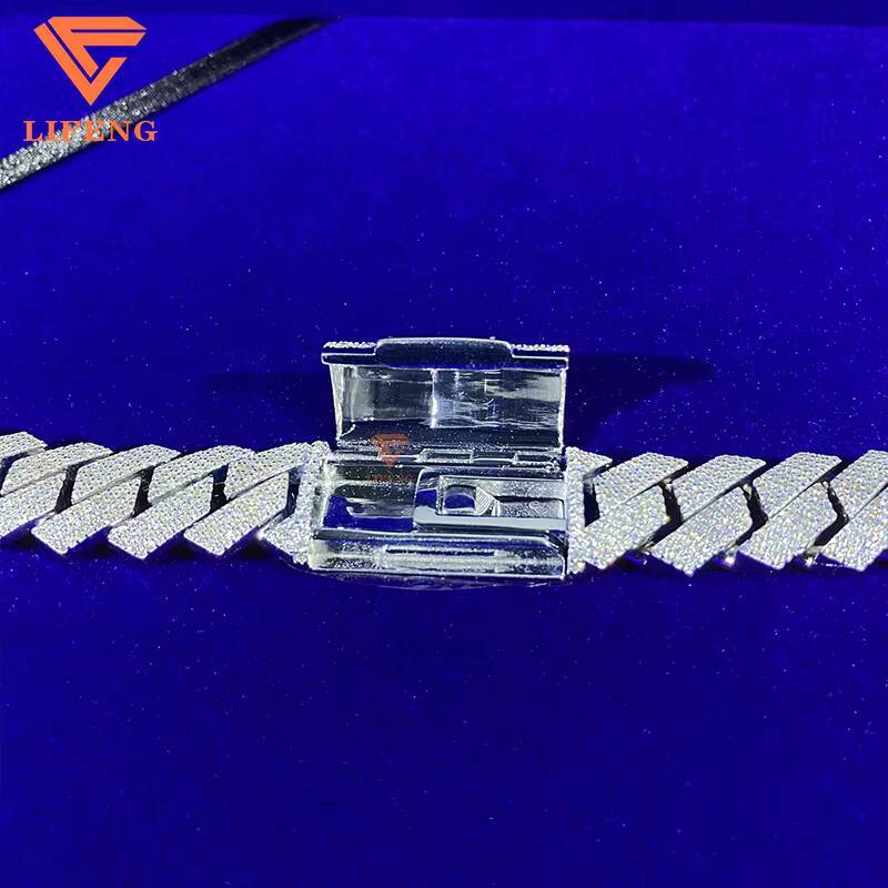 Top Quality Iced Out Hip Hop Cuban Link Chain 925 Sterling Silver 15mm Miami Mossanite Cuban Link Chain Bracelet