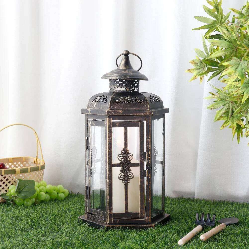 Vintage Nordic Candle Holder Metal Hanging Iron Lantern Decorative Lanterns Home Decor Wedding Room Decoration Y260131