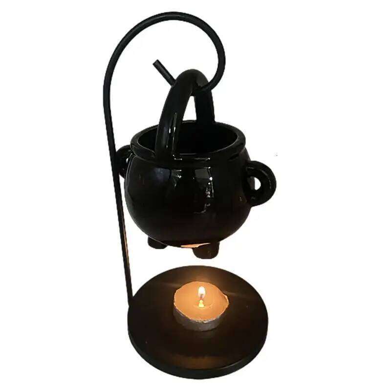 Hanging Wax Halloween Cauldron Pot Candle Holder Black Oil Incense Aroma Diffuser Home Decor Y260131