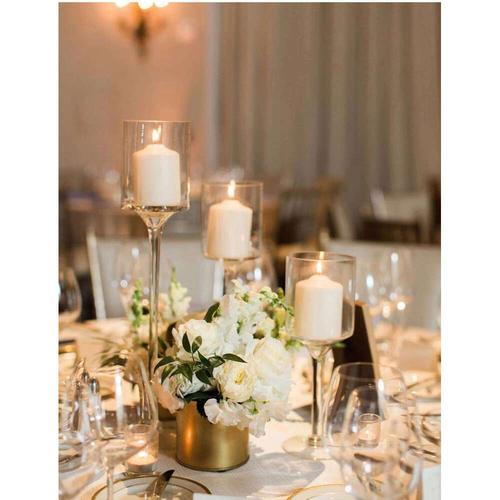 3PCS/SET Long Clear Glass Candle Stick Holder Table Decor Transparent Candelabra for Home Party Decorative Accessories Y260131