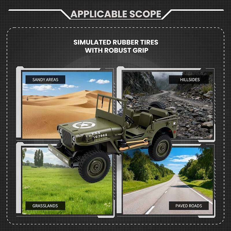 JJRC 1/10 Military Remote Control Car Full Function Steering, LED Lights & Searchlight Dynamic/Static Simulation For Outdoor Y260131