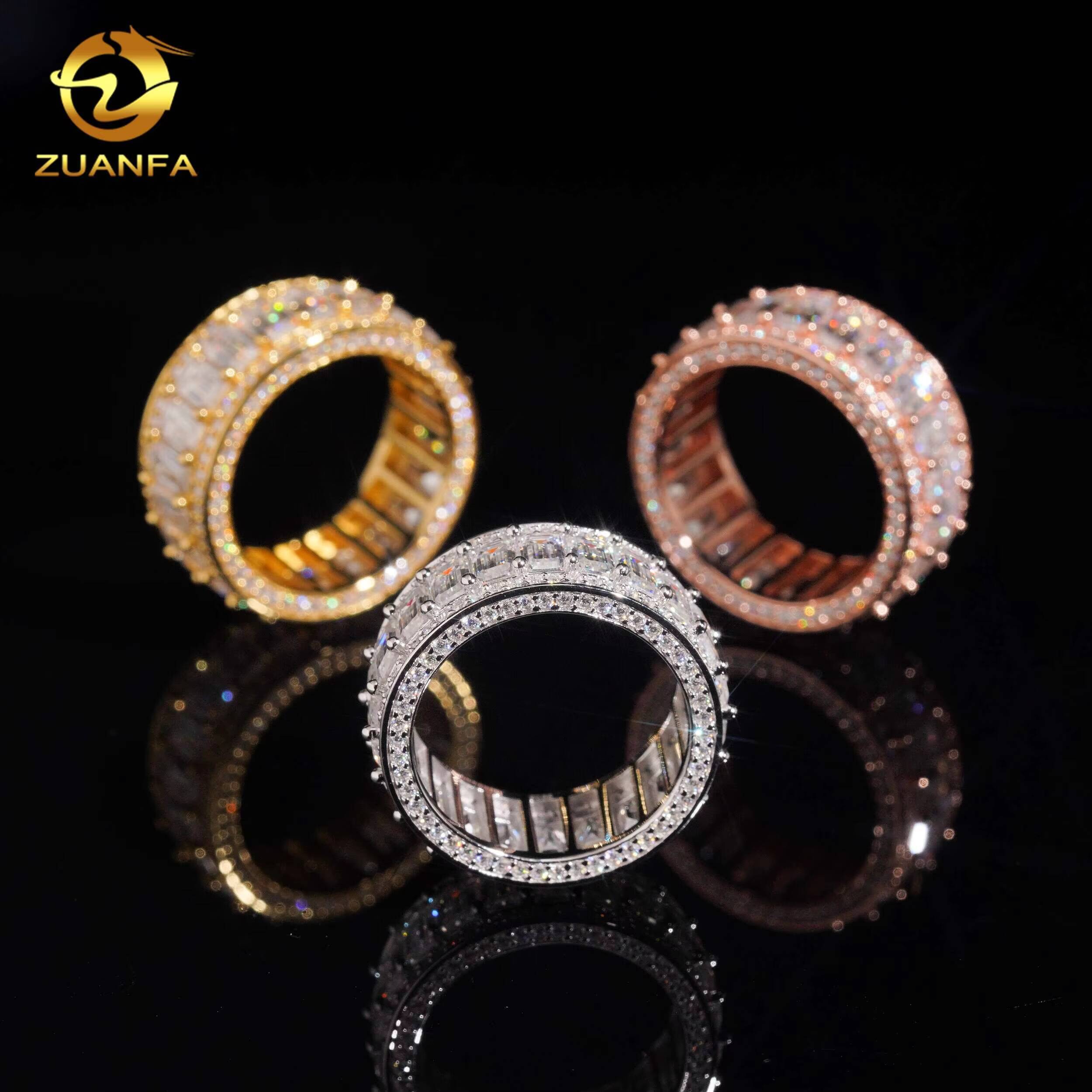 Fine Jewelry Hip Hop Custom Jewelry 925 Sterling Silver Vvs Diamond Moissanite Iced Out Ring Men GRA Certificate
