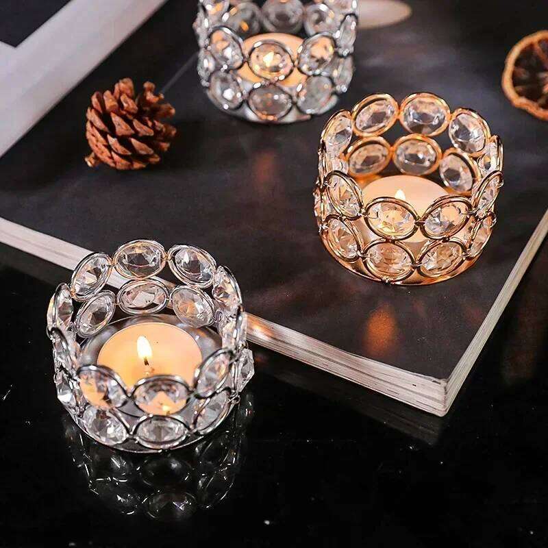 1/2PC Crystal Tealight Holders Glass Desktop Candle Holder Ornament Home Table Bedroom Wedding Party Decor Creative Gifts Y260131