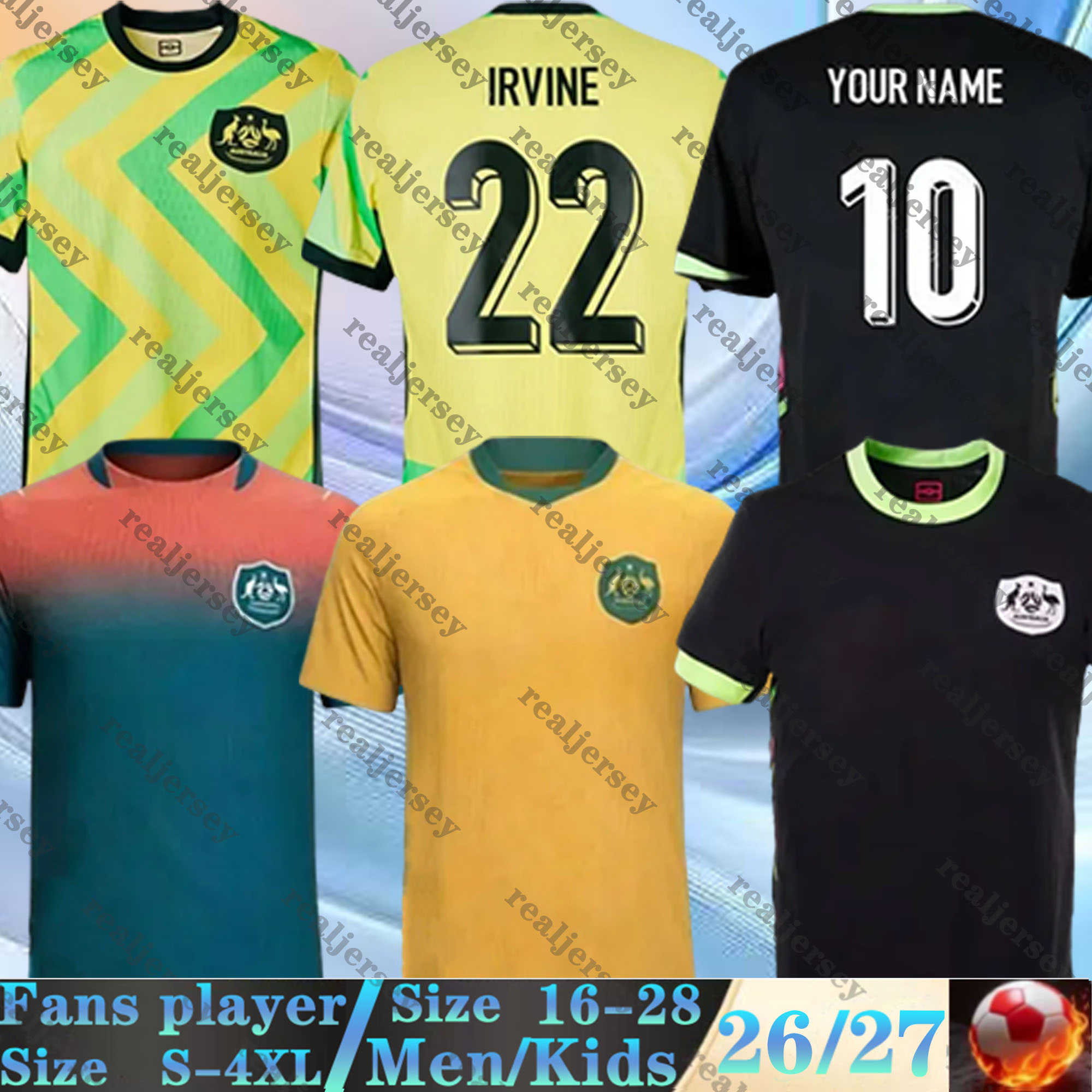 2026 2027 World Cup Australia National Team Soccer Jersey ONEILL RYAN ROWLES IRANKUNDA Home Away men BURGESS MILLER IRVINE McGREE BALARD BOYLE 25 26 27 football shirt