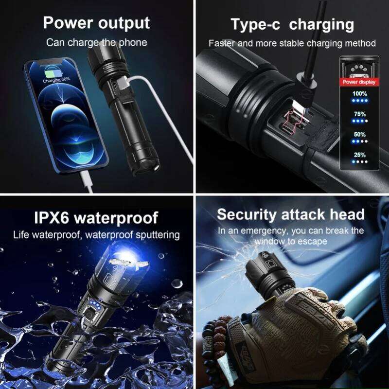 XHP390 Most Powerful Flashlight USB Rechargeable 10000LM LED High Power Tactical Lantern 2000M Long Range Camping Torch H260131