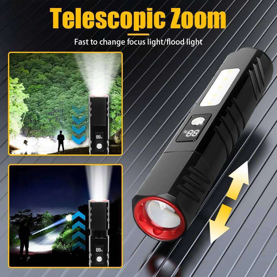 Powerful LED COB Flashlight 7 Modes Rechargeable Zoom Torch with Magnet Built in 18650 Battery Outdoor Camping Emergency Lantern H260131
