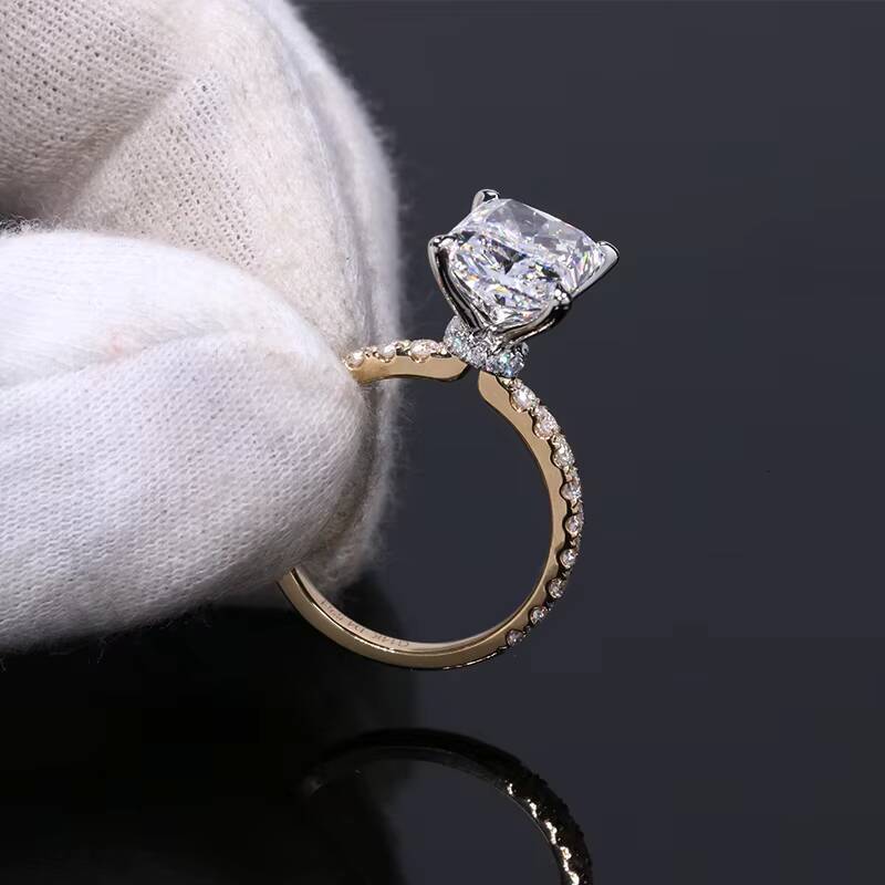 IGI Certified Wedding Engagement Ring 14K Solid Yellow Gold and Platinum D VVS 5 Carats Radiant Cut Lab Grown Diamond Ring