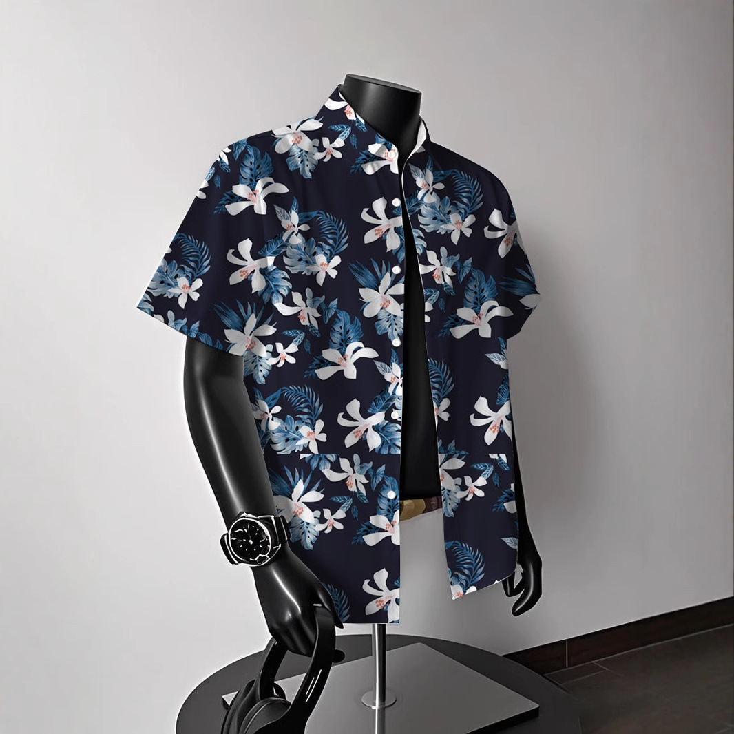 Hawaiian American Short Sleeve Floral Shirt Men's Summer Casual Beach Men's Shirt