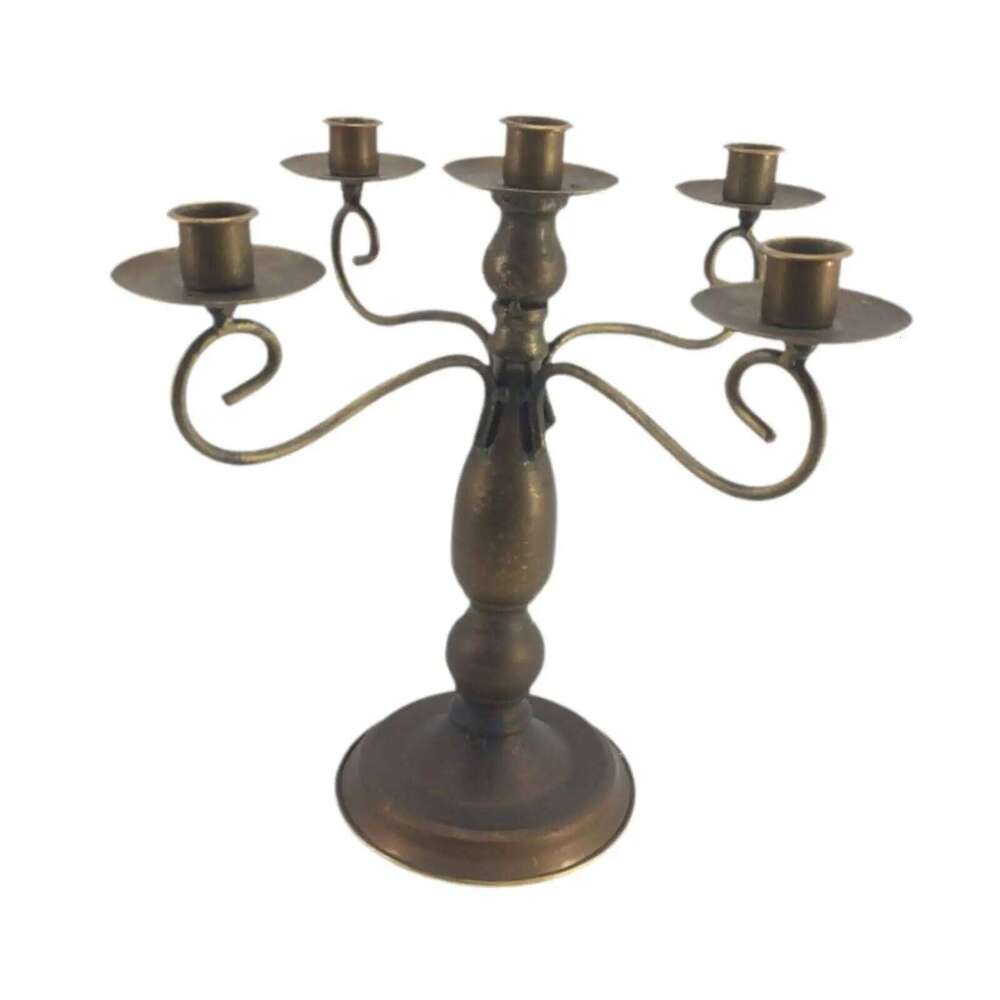 5 Arm Candle Holder Metal Candelabra Home Living Room Candelabrum Candlestick for Valentine's Day Christmas Halloween Kitchen Y260131