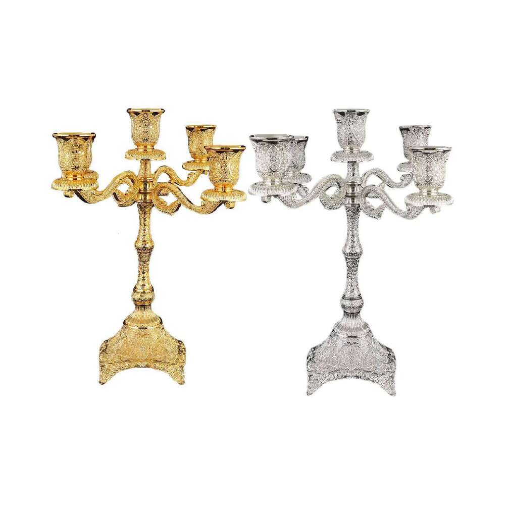 Luxury Decorative Candle Holder Five Arm Alloy Candlesticks Candelabrum Centerpiece for Home Decoration and Wedding Table Y260131