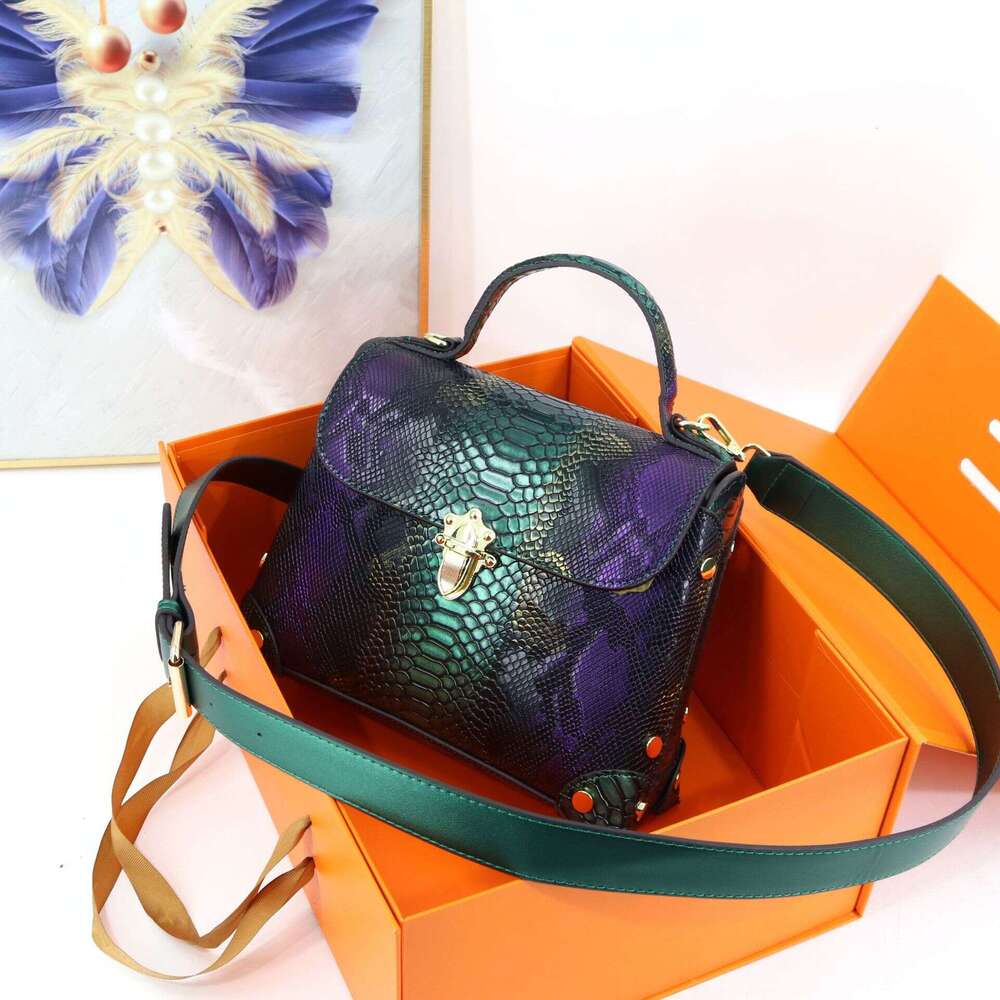 Totebag Shoulder ROSE NOIRE Cross-Border Women's European And American Style Single Shoulder Shaped Box Ladies Handbag Crossbody Snake Pattern Ba