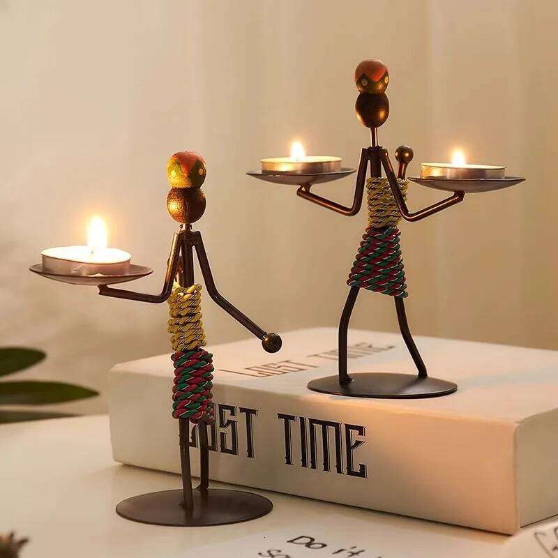 Light Luxury Table Decoration Iron Home Romantic Candlelight Dinner Metal Candle Holder Knick-knack Props Y260131