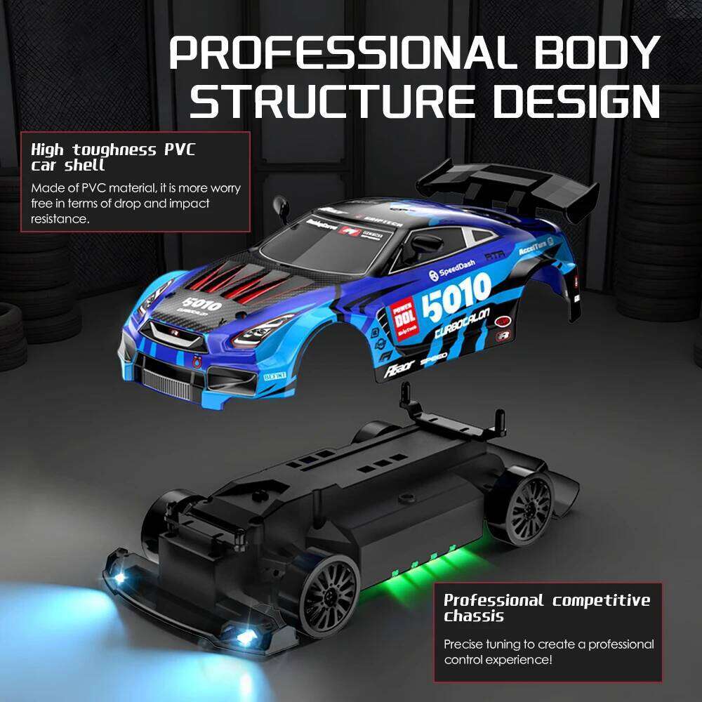1:24 Four-wheel drive racing drift ambient light, infinitely variable speed RC remote control toy car, holid Y260131