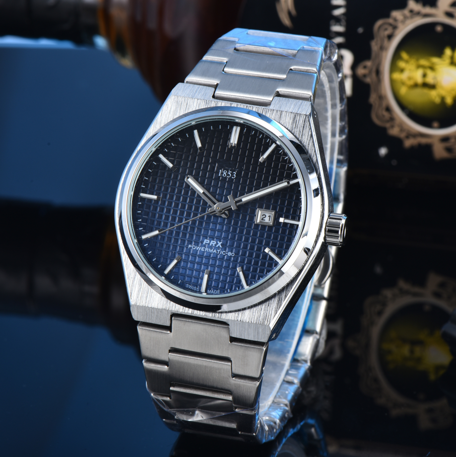 Fashion1853 TISSOTSiiitty PRX Quartz Wrist Watches bell mechanical wristwatches High Quality Luxury Brand Chronograph Clock stainless steel Belt #233