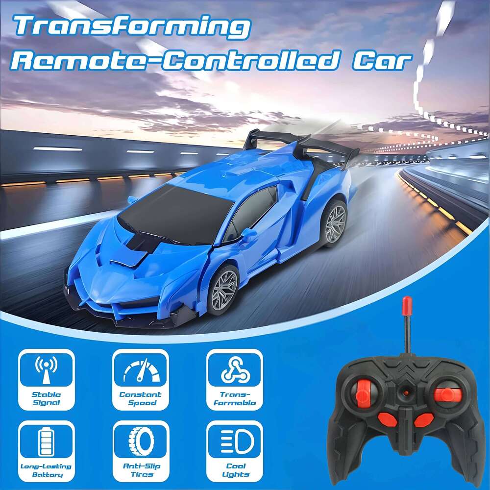 2-in-1 Remote Control Transforming Robot Car, Mini RC Racing Vehicle, Automatic Deformation Toy, STEM Educational Gift for Kids Y260131