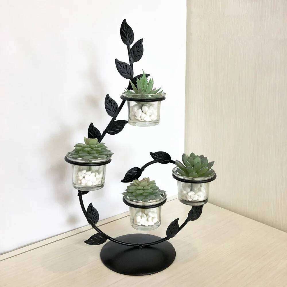 Creative European Metal Candle Holder Leaf Shape Candlestick Valentine Day Wedding Decor Y260131