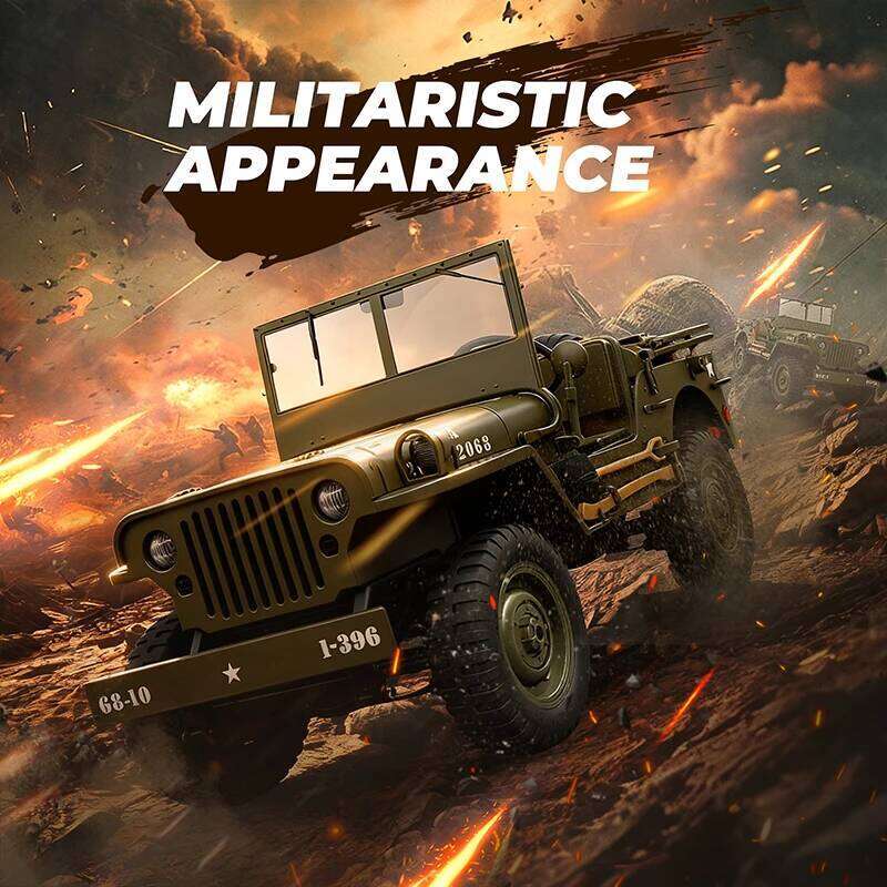JJRC 1/10 Military Remote Control Car Full Function Steering, LED Lights & Searchlight Dynamic/Static Simulation For Outdoor Y260131
