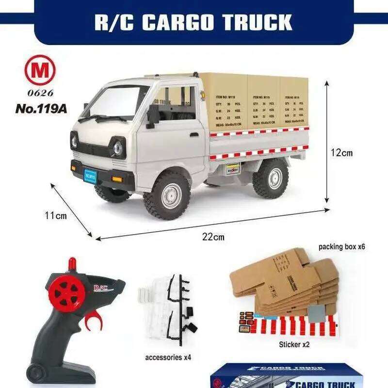 1:10/1:16 Wpl D12 Simulation Drift Climbing Truck Led Light Cargo Rc Electric Toys Remote Control Car Model Birthday Gift Y260131