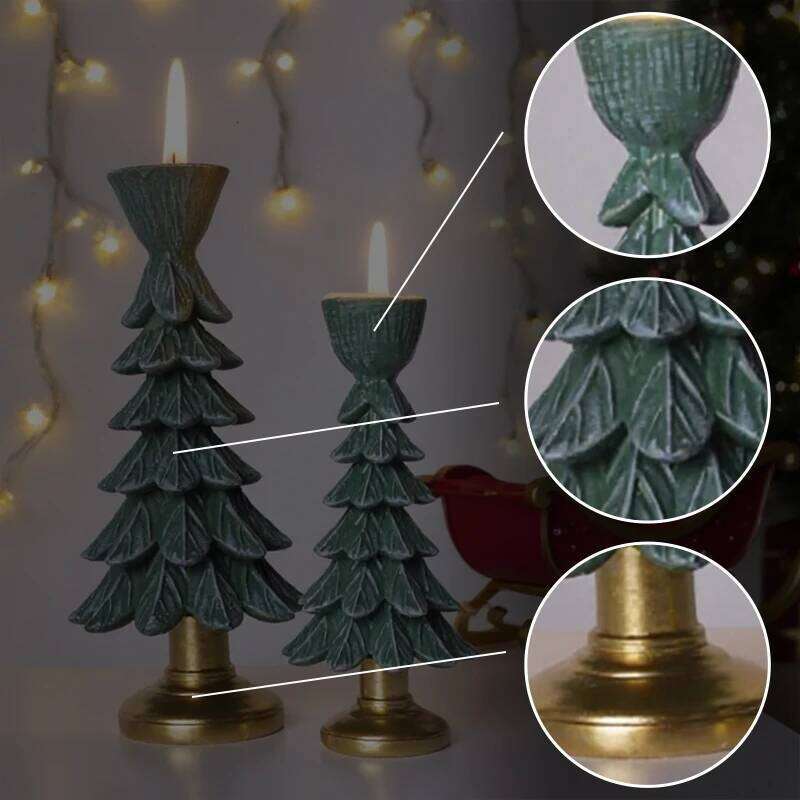 Tree Candle Holder, Creative Holiday Resin Craft, Christmas Atmosphere Decoration Ornament Y260131