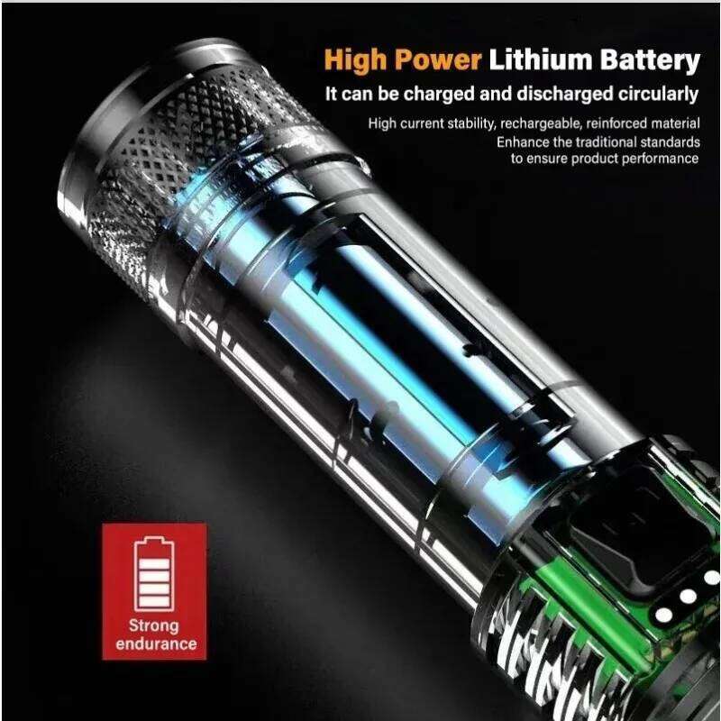 Tactical LED Flashlight 2000LM-USB-C Rechargeable ZoomableTorch with IPX7 Waterproof Rating,Portable Emergency Light for Camping H260131