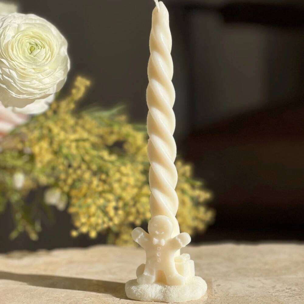 Christmas Pillar Candle Silicone Taper Column DIY Deer Santa Gingerbread Man Bear Gypsum Resin Mold Party Candlestick Decor Y260131