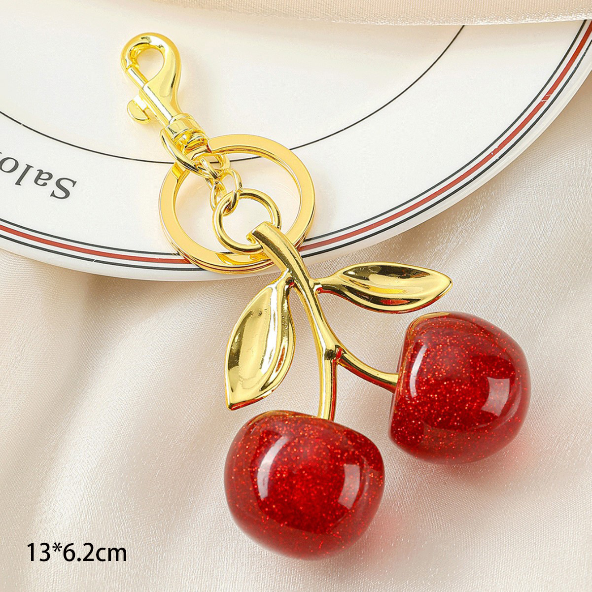 Free shipping Hot selling fashion trend cherry key chain Retro Glittery multi-color cherry bag charm