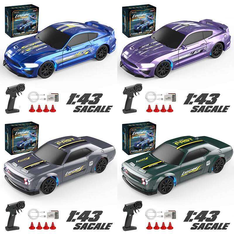 1:43 High Speed RC Drift Vehicle Cars Mustang 4WD Remote Control Racing Gift Competition Race Car Boys Toy Replaceable Tire Y260131