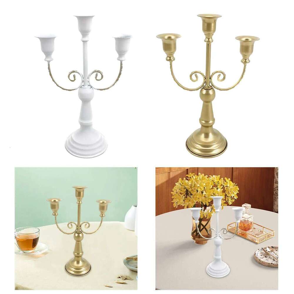 Metal Candelabra Centerpiece Simple Crafts Pillar Candle Holder Candleholder for Wedding Party Dining Home Living Room Y260131