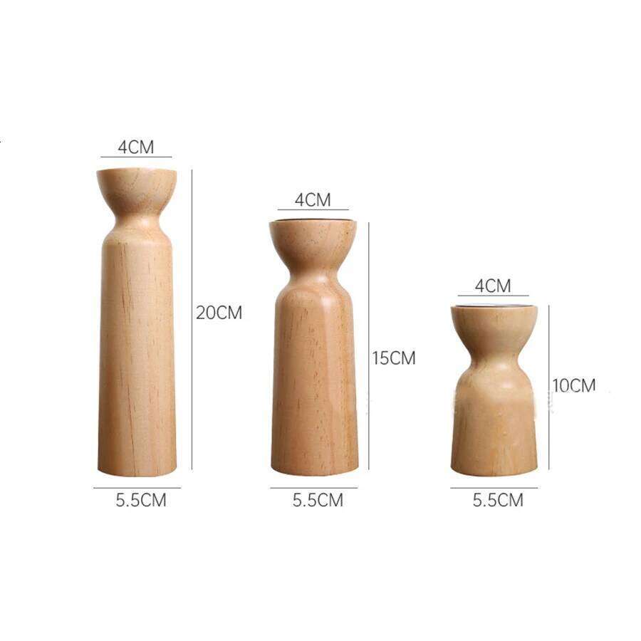 3PCS Natural Wooden Candlesticks Holders Retro Wedding Candle Holder Stand Festival Party Table Home Decorations Y260131