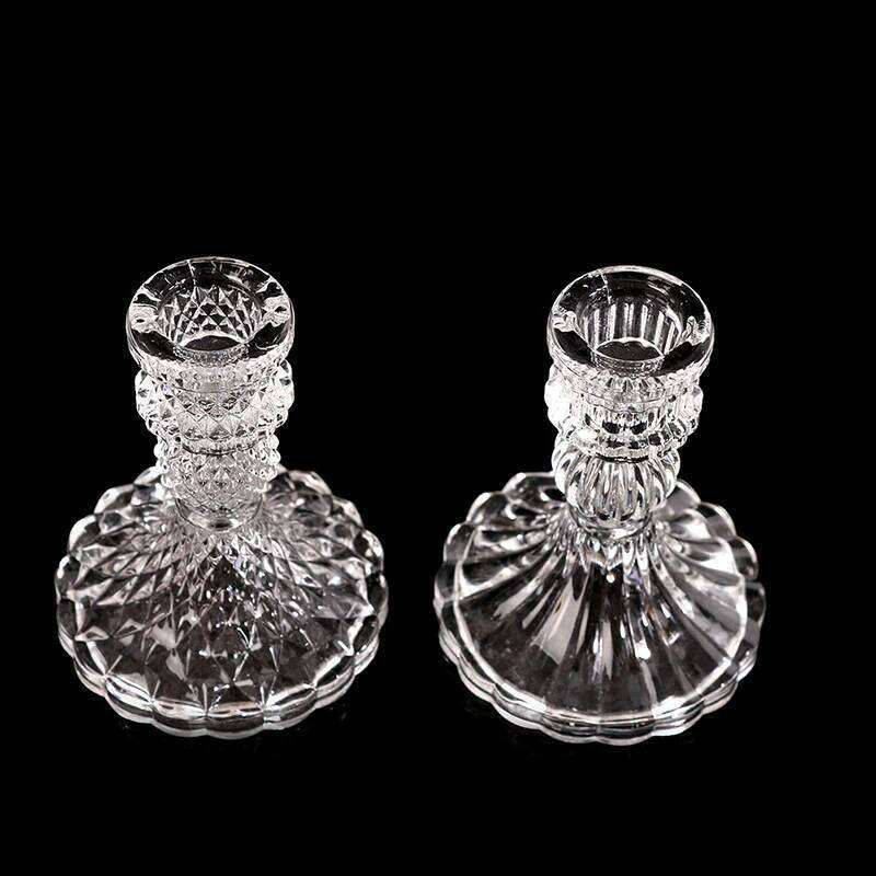 Vintage Glass Clear Candlestick Dinner Candle Holder Home Wedding Decorations Y260131