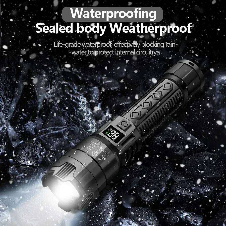 High Power 2000LM LED Flashlight Built-in Battery USB Rechargeable Strong Light Tactical Torch Outdoor Camping Hiking Lantern H260131
