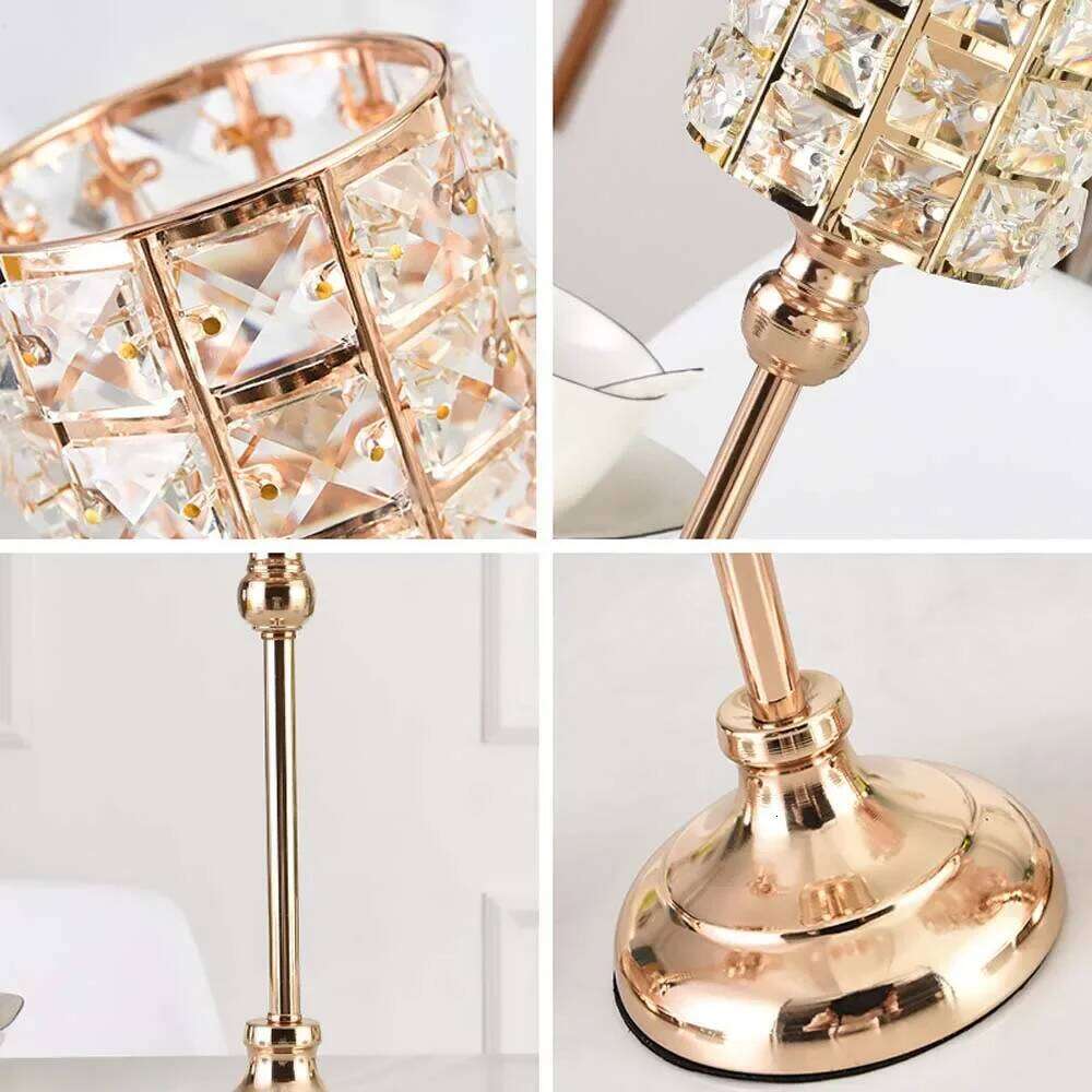 Shiny Crystal Lantern Gold Candle holder Silver Candlelight Dinner Props for Home Valentine's Day Christmas Wedding Decor Y260131