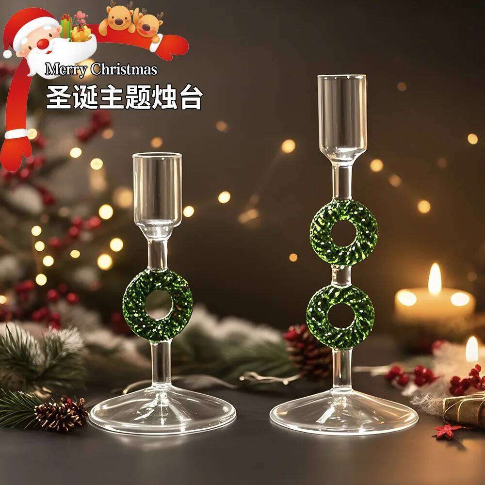 Nordic Christmas Trees Stick Holder Tabletop Glass Borosilicate Candle Holders for Party Birthday Home Decor Y260131