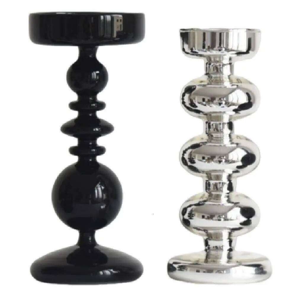 Simple European Style Glass Holders Elegant Unique Minimalist Candlestick Creative Retro Candle Stands Party Y260131